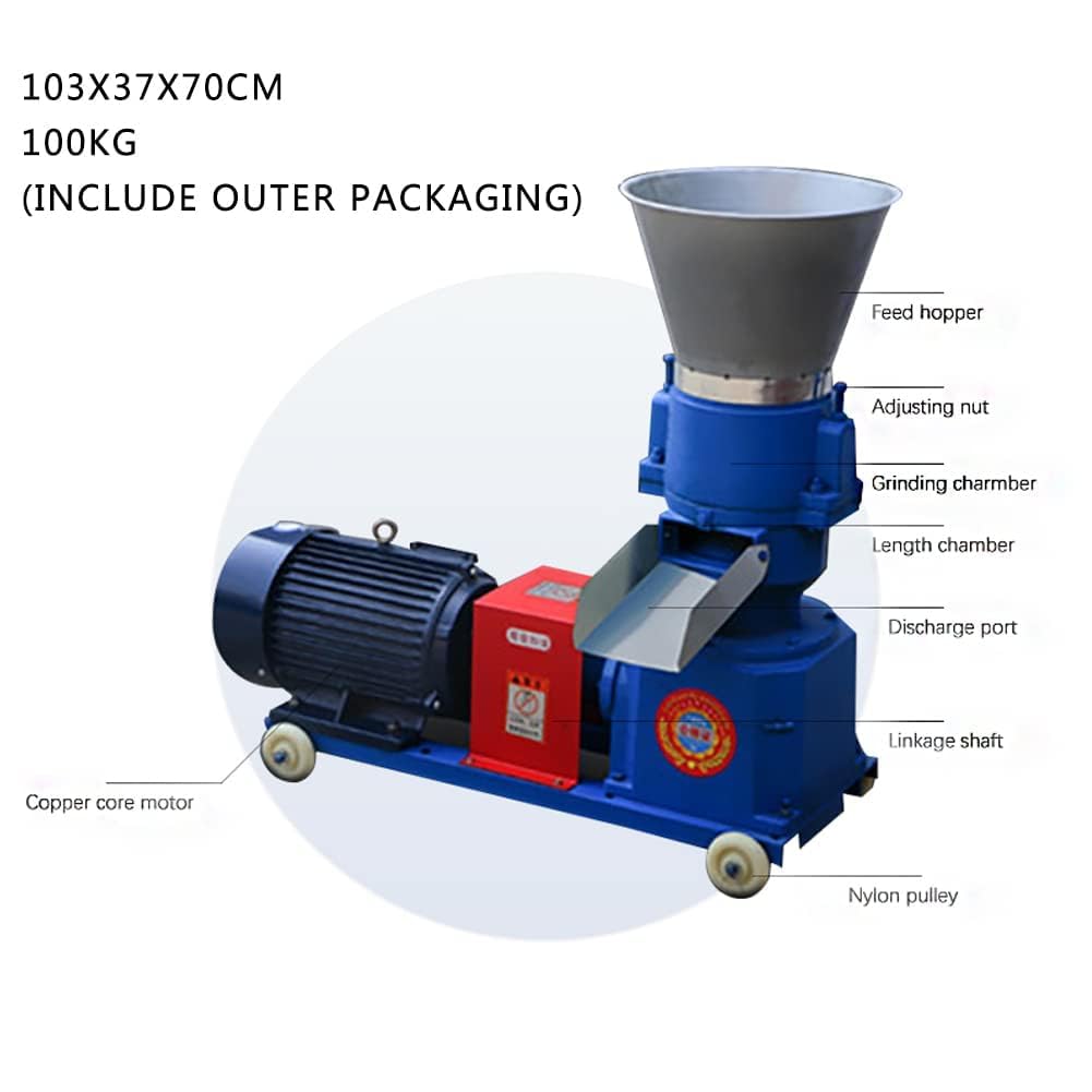 Macchina per pellet di legno, Motore di rame puro, Uscita 4.5kw, Processi 0,3 tonnellate all'ora, Efficiente produttore di pellet di cibo per cani
