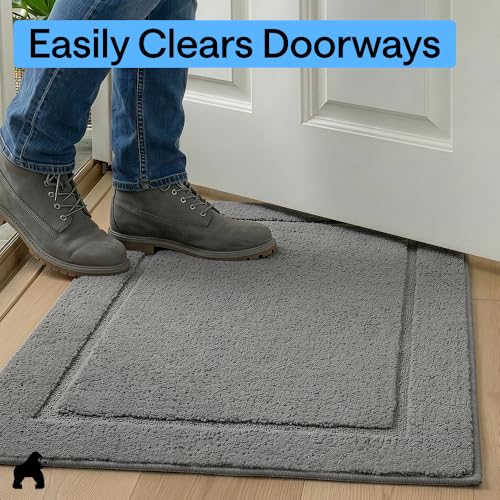 Image of GORILLA GRIP Indoor Door Mat, Rubber Backing Entry Rug 29x17, Gray