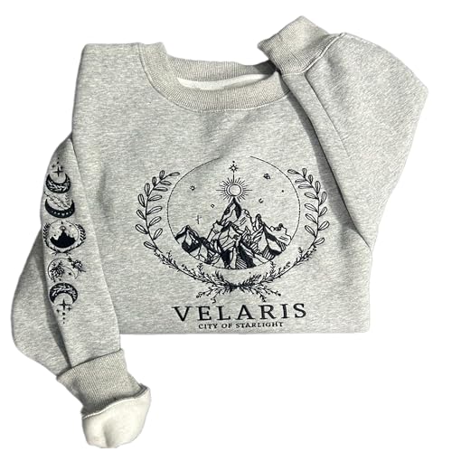 Embroidered Velaris Shirt, Velaris City Of Starlight Embroidered Sweatshirt, The Night Court, SJM sweater, City Of Starlight, ACOTAR Shirt Grey