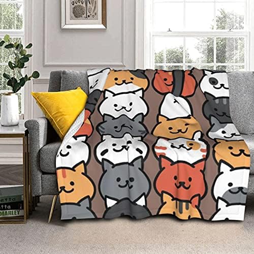 Lovable Cartoon Cat Throw Blanket