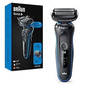 Braun Series 5s Rasierer Herren, Elektrorasierer mit 3 flexiblen Klingen, 50 Min Laufzeit, EasyClick Aufsätze, Wet&Dry, B1000s, blau