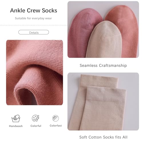 Crew Socks for Women Soft Thin Cotton Socks Casual Athletic Ankle Calf Socks Girls 6 Pairs (5-9 Size)4