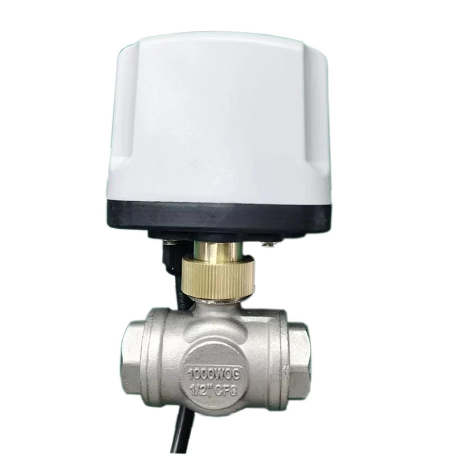 Valve motorisée Vanne à boisseau sphérique motorisée DN15 3 voies en acier inoxydable 304 IP65 220 V 12 V 24 V 3 fils 2 commandes type T(DN15,12VDC_CR02)