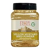 El orgullo de la India Planta la semilla de mostaza amarilla - 18 oz (510 g) de tierra de la semilla de mostaza amarilla - especia india vegetariana auténtica - mejor para cocinar: vinagre, salsa picante, mariscos ebullición