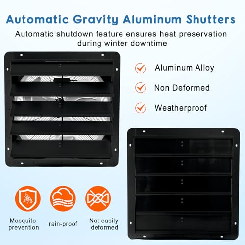 Garvee 20 In Shutter Exhaust Fan, Wall Mounted Shutter Exhaust Fan Aluminum, 3500 CFM High Speed Louvered Vent Fan with Automatic Shutter for Garage, Attic, Workshop, Greenhouse by Garvee - Used condition - Image 6
