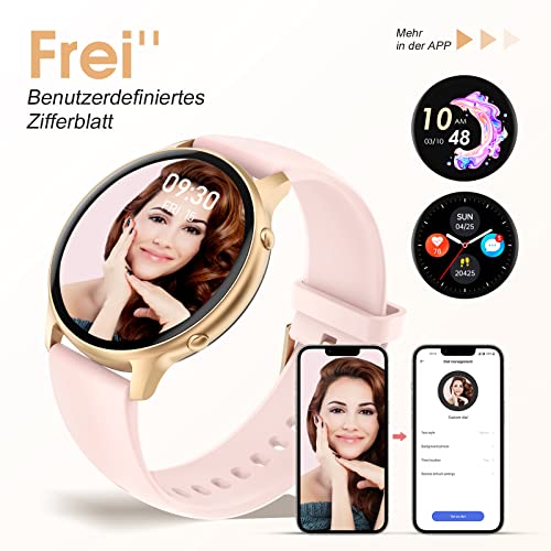 TUYOMA Smartwatch Damen, 1,3 Zoll Touchscreen Fitnessuhr Damen, IP68 Wasserdicht Sportuhr Schrittzähler mit Herzfrequenz, SpO2, Schlafmonitor, für iOS und Android - Image 4