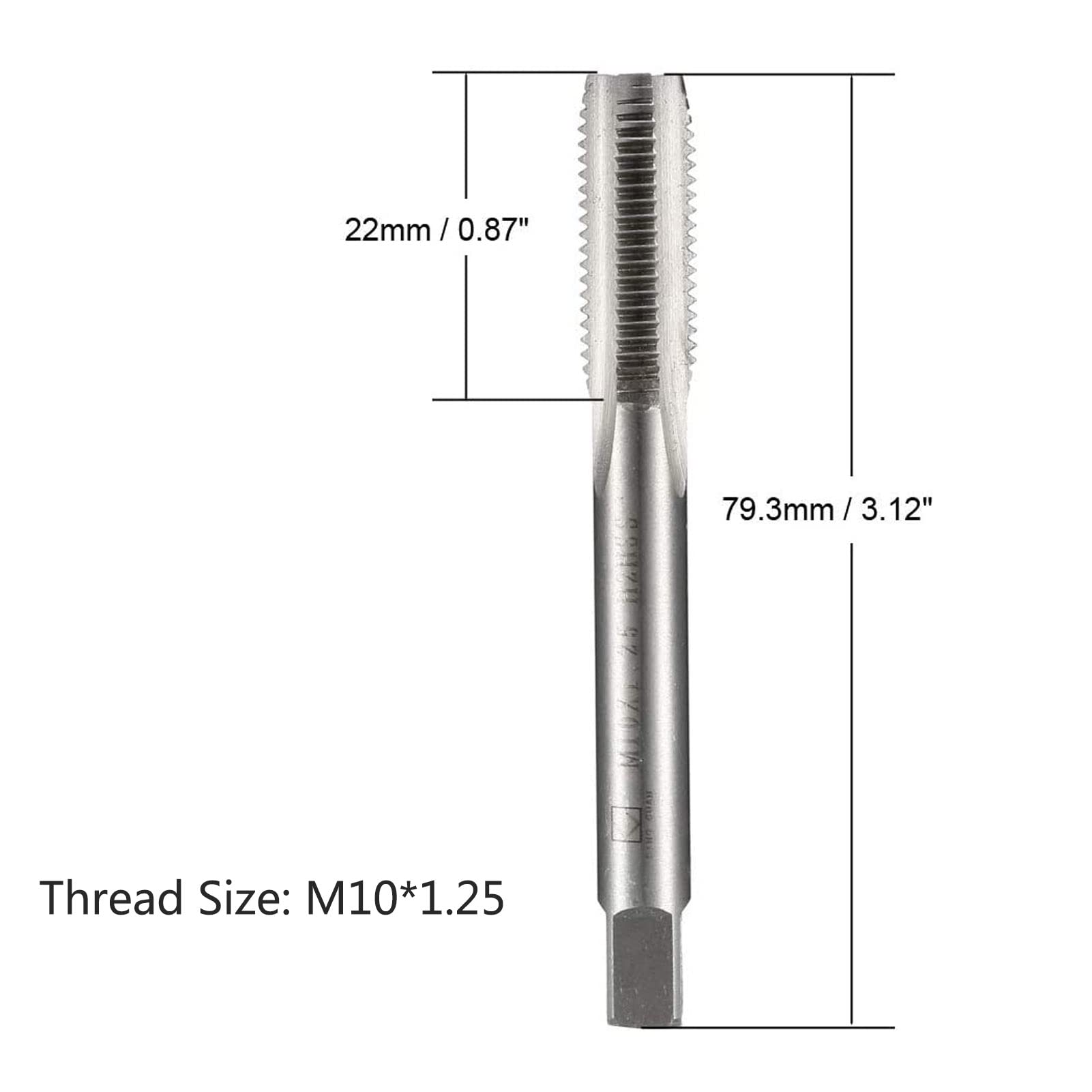 TOP-VIGOR M10 x 1.25mm Straight Flute Screw Thread Tap, 2Pcs Thread Milling Tap with H2 Tolerance - Image 2