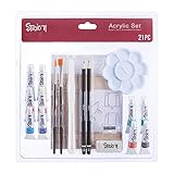 Darice 21-Piece Acrylic Set from Studio 71 – Art Supplies for Painting-Makes a Gift for Beginners, Students and Serious Artists, Assorted