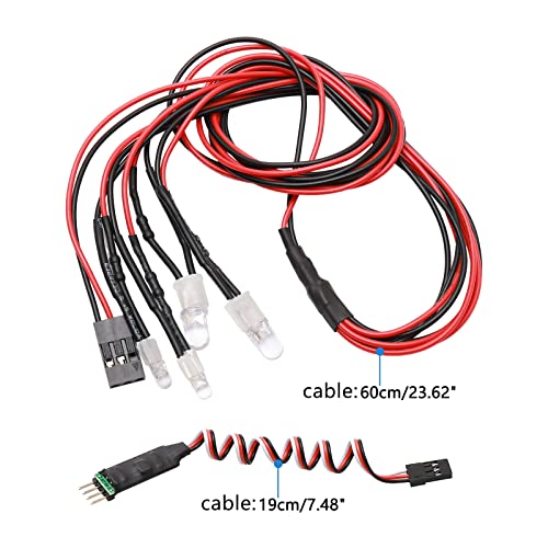 Pxyelec 4 LED Lights Set Headlight Taillight Kit Accessories for Traxxas HSP Tamiya Redcat RC4WD Axial SCX10 RC Car Truck Tank Crawler(2 Red +2 White) - Image 2