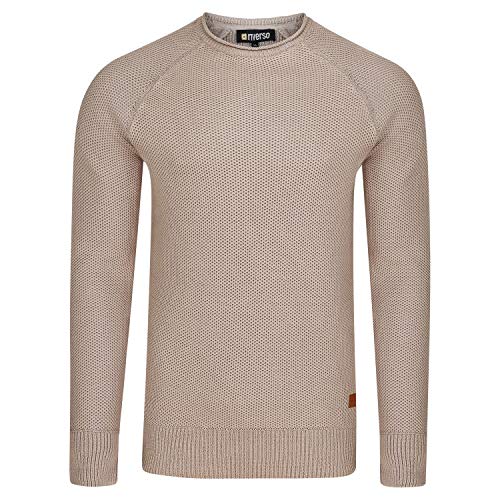 Preisvergleich Produktbild riverso Herren Pullover RIVElias Strickpullover Rundhals Sweatshirt Langarm Pulli 100% Baumwolle Basic Beige 5XL, Größe:5XL, Farbe:Dark Beige (20400)