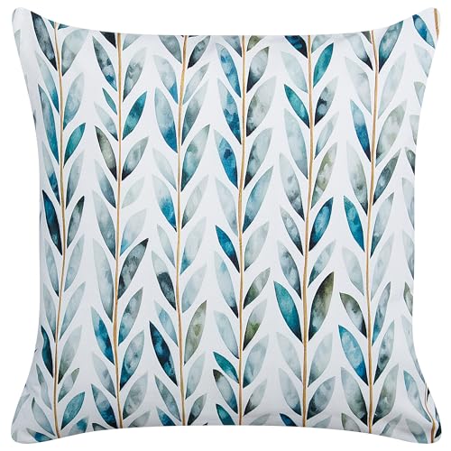 Set Di 2 Cuscini Da Giardino In Poliestere Bianco E Verde 45 X 45 Cm Motivo A Foglie Quadrate Design Moderno Cuscino Decorativo - 5