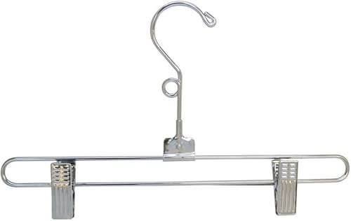 Miniatura 2 de 25 perchas tamaño 12 pulgadas alambre de metal cromado pantalón falda clip pellizco agarre accesorio exhibición al por menor ropa para adultos