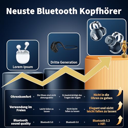 RIKSOIN Bluetooth Kopfhörer,In Ear Kopfhörer Kabellos Bluetooth 5.3 Kabellose Kopfhörer mit 4 Mic,Noise Cancelling Earbuds, die die Ohren Nicht Bedecken,14mm Treiber,360°HiFi Stereo – Bild 3