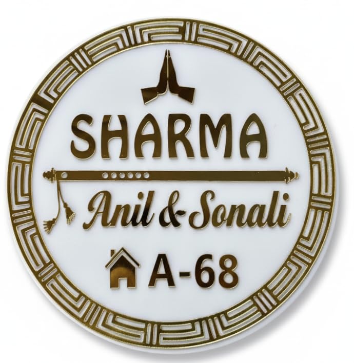 Personalized round Name Plate(10 * 10inch) for Home Entrance Outdoor - Acrylic Body, Waterproof | Designer Door Plates for Flat,office Bungalow & Apartment (10 by 10 inch)-image-37