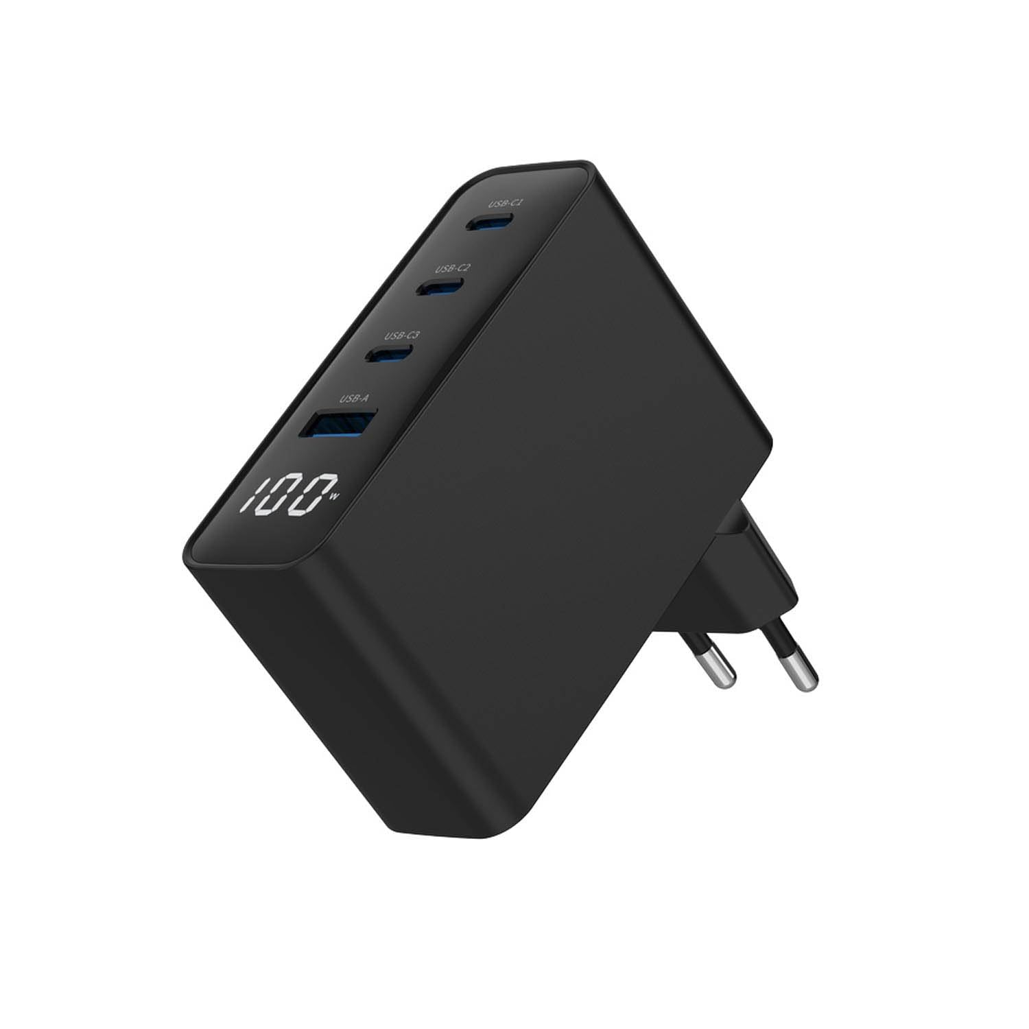 CARGADOR RAPIDO GEMBIRD USB GAN DE 4 PUERTOS 100 W LCD NEGRO