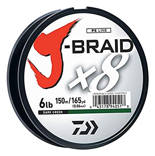 Tresse Daiwa J-braidx8 Jb8u6-150dg vert foncé pour des lancers fluides sans perruque