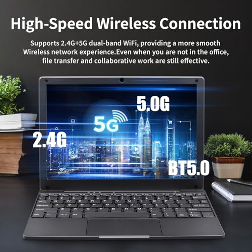 Image of BINTEC 10.1 inch Ultra-Thin Portable Mini Laptop,Celeron N4000 Processor (up to 2.8Ghz), 8GB RAM DDR4,Weight only About 0.8Kg,Built-in Webcam, WiFi, Easy to Carry (Gray, 8G+128GB SSD)
