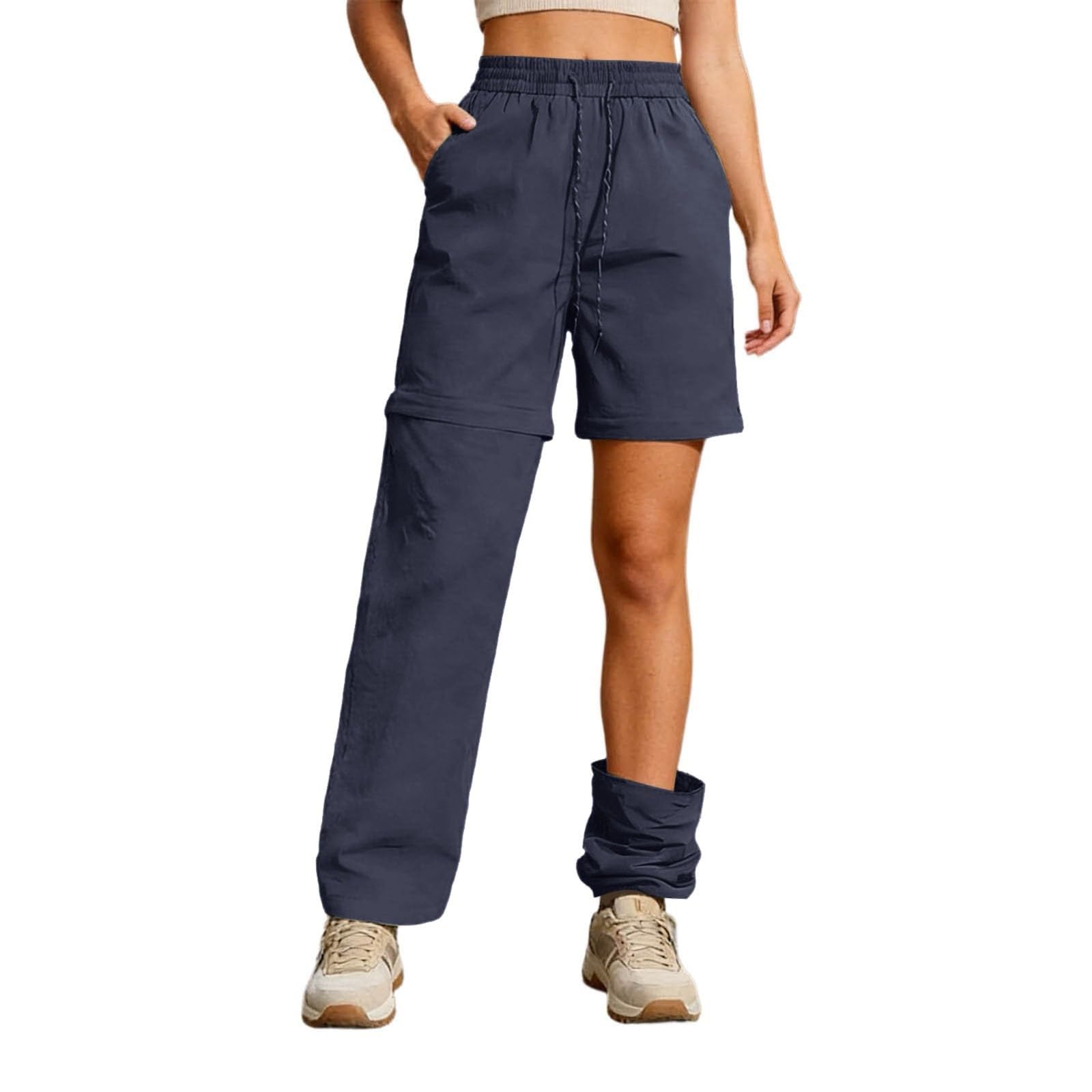 Pantalones de senderismo para mujer, pantalones funcionales, impermeables, múltiples bolsillos, cintura elástica, pantalones de trekking, pantalones de ocio, cómodos, transpirables, mantienen la forma