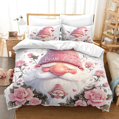Housse de couette hypoallergénique gnome imprimé 3D microfibre ultra douce - 3