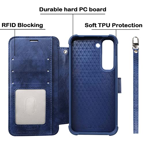 VANAVAGY Compatible for Galaxy S23 Wallet Case, 12ft Drop Protection, RFID Blocking PU Leather Flip Cover - Image 3