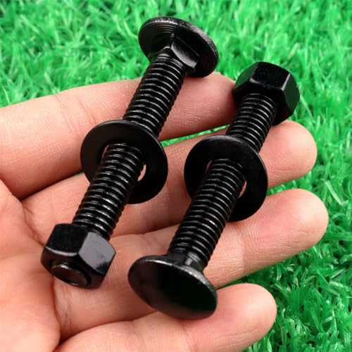 Image of 6 Sets 3 /8-16 x 2-1 /2 inch Carriage Bolts Screws Round Head Square Neck and Hex Nuts, Flat Washers 304 Stainless Steel 18-8 Full Thread, Black