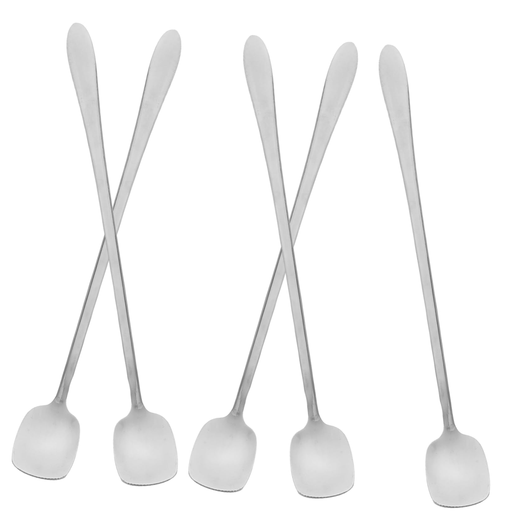 TIDTALEO 5pcs Long Handle Stainless Steel Mixing Spoons with Square Head for Cocktail Coffee Tea and Hot Cold Drinks Bar Supply for Even Stirring