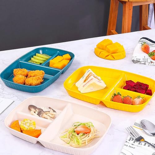 Image of Reusable & Unbreakable Wheat Straw Plate Set for Kids, Toddlers, Sushi, Snacks, Cake, Meat & Appetizers, Fruit, Pasta, Noodles, Rice, Salad Dishwasher & Microwave Safe (Dark Green, Pack of 6)