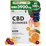 CBDグミ 65mg/粒 LILILALA 果汁100% CBD 65mg/粒 60粒 3900mg 高濃度 着色料不使用 ブロードスペクトラムCBD てんさい糖使用 チャイルドロック仕様 CannaTech製造