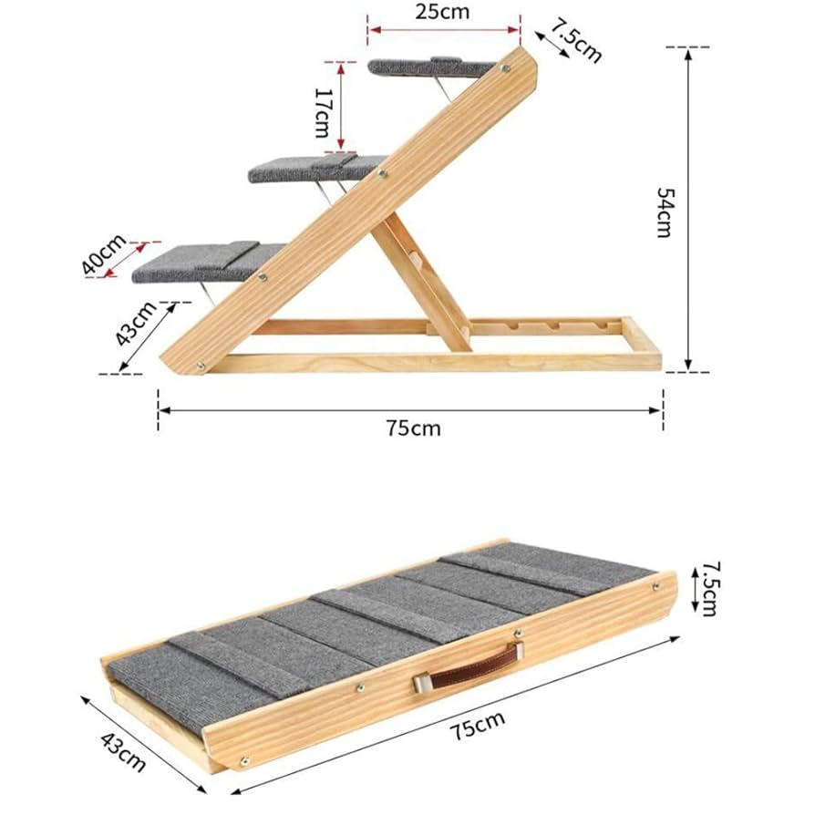 ☆犬用安全スロープ 滑り止め ステップ 踏み台 折り畳み 高さ調節 Amazon | ペットステップ 折りたたみ ペットスロープ 犬用 高さ