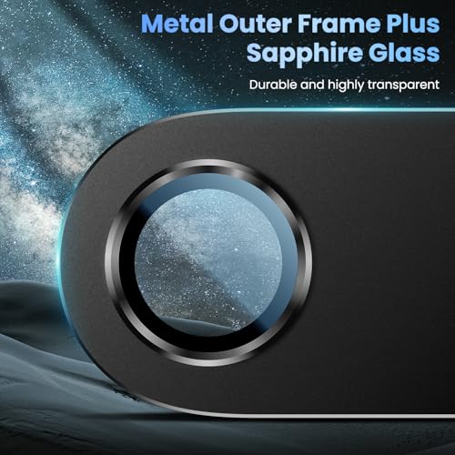 Image of Uyiton Compatible with iPhone Air Camera Lens Protector - [Not Easy to Break][Strong Adsorption][Case-Friendly] Metal Tempered Glass Rear Camera Screen Cover - Space Black