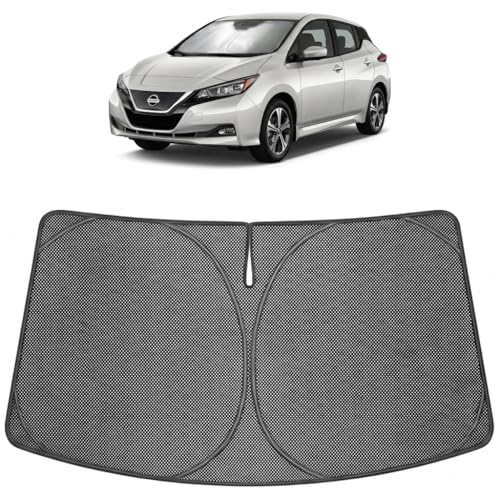 Image of Proadsy Windshield Sun Shade Custom Fit Nissan Leaf 2018 Ice Crystal Black Front Window Sunshade UV and Heat Blocker Foldable Visor Keeps Car Cooler for Summer Parking and Daily Use