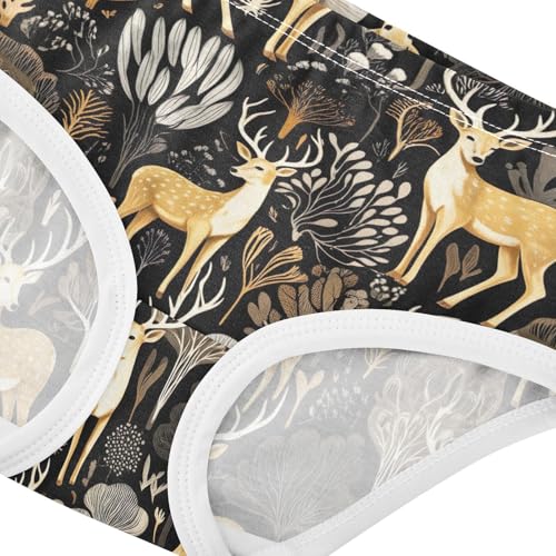 Joisal Girls Underwear Toddlers 2t Cotton Panties for Girl Aesthetic Briefs Undies Kids Elegant Deer Antlers Black3