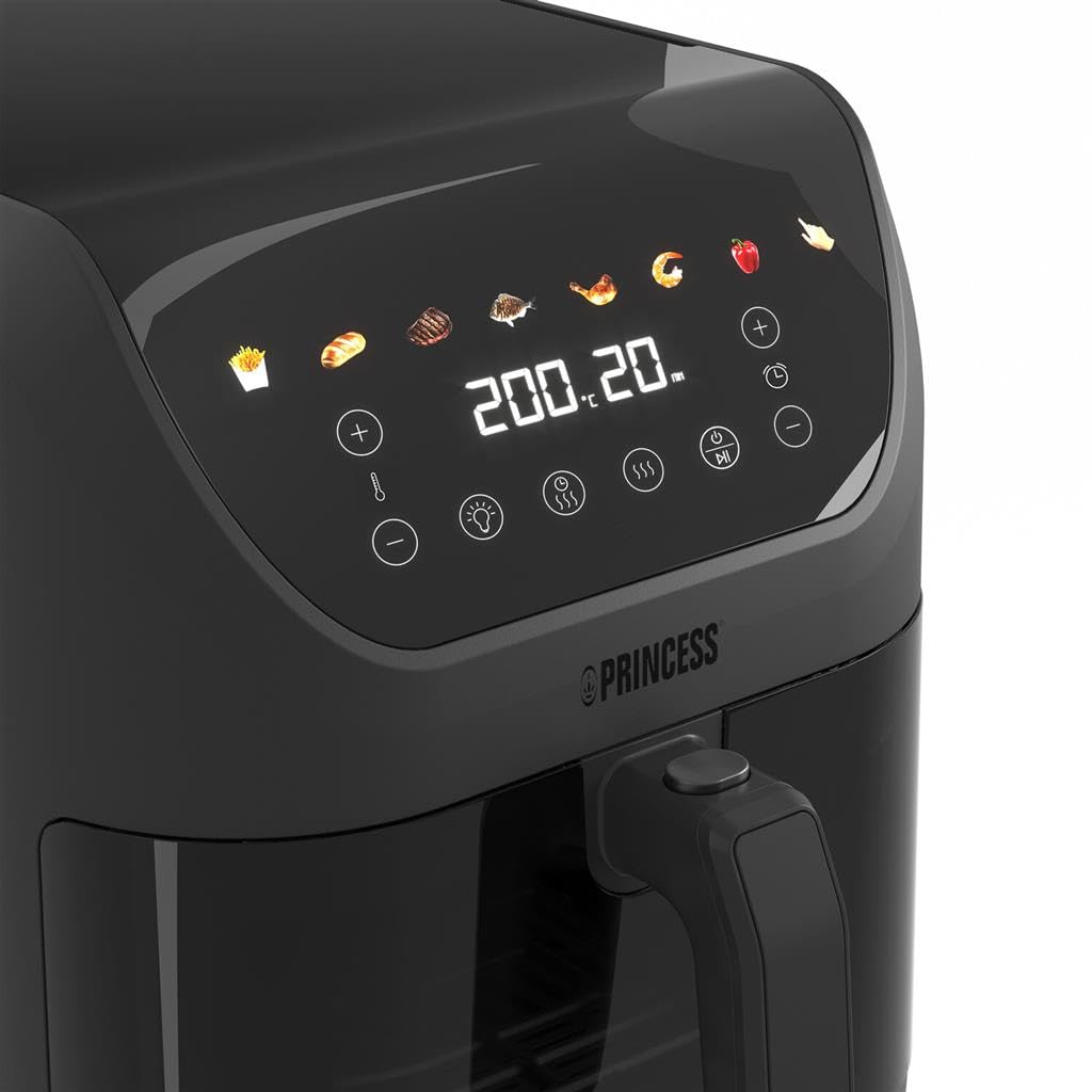 Princess 01.182476.01.001 Hei?lufT-Fritteuse 8 L 2000 W BpA-Frei, Antihaftbeschichtung, Digitaler Timer Schwarz (01.182476.01.001)