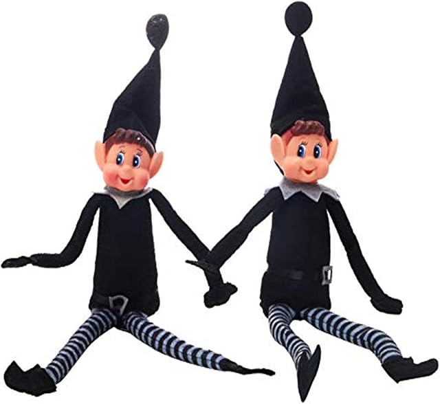 Elves Behaving Badly Pack Of 2 16" Deluxe Bend & Pose Arthur & Martha Naughty Elves Designed for Adults-Easy to Pose in Any Position