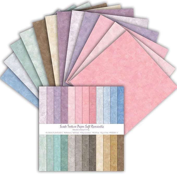 Scrapbook Papier 15x15cm Doppelseitiges Dekorpapier, 24 Blatt 160gsm Decoupage Paper Bastelpapier für Scrapbooking, Junk-Journaling und Kartenmachung, ideale Scrapbook-Zubehör (Textur A)