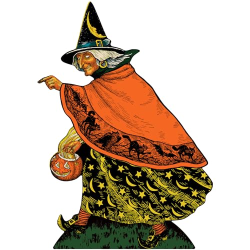 Beistle 5' 5" x 3' 10" Vintage Halloween Photo Prop with Easel, Witch Party Decoration, Photography Backdrop