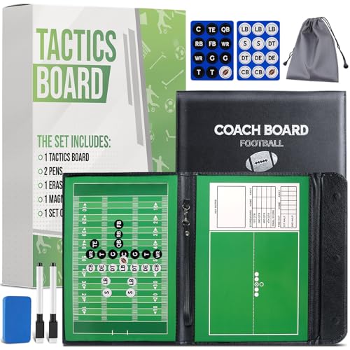 ZPU Football Coaching Board, Magnetic Football Clipboard for Coaches, Portable Foldable Play Board...