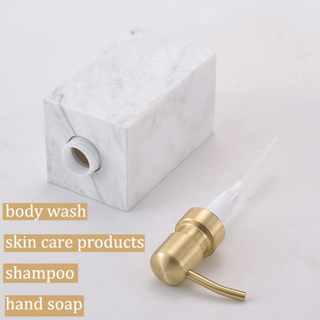 NZPOST Distributore di Sapone Ricaricabile Distributori di lozione per Il Bagno Distributore di Sapone in Marmo Quadrato con Pompa Distributore di Sapone a Pompa a Pressione Manuale da 6,8 Once (Oro)