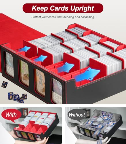 Image of TiMOVO Trading Card Dividers for Commander Deck Boxes with Built-in Slots, 12 PCS Card Supporters Separator for MTG TCG Sports Cards Organizer Box, 2.91x3.35in, Red