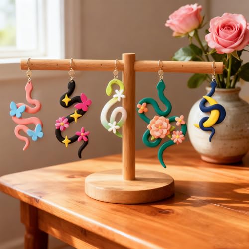 Image of ORIGACH 16 Pcs Snake Polymer Clay Cutters Set | Snake Flower Star Shape Clay Cutters for Polymer Clay Jewelry Earrings with a Clear Storage Box