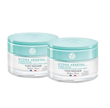 Yves Rocher Hydra Vegetal 48H Non-Stop Moisturizing Rich Cream Women Normal to Dry Skin Set of 2-50 ml./1.7 fl.oz.