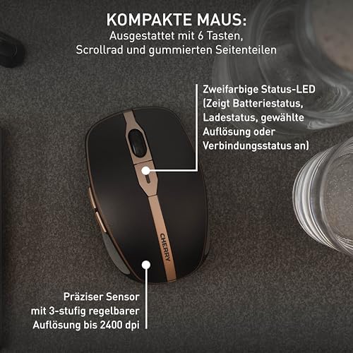 CHERRY DW 9100 Slim, Kabellose Tastatur und Maus, Deutsch QWERTZ, Schwarz – Ansicht 6