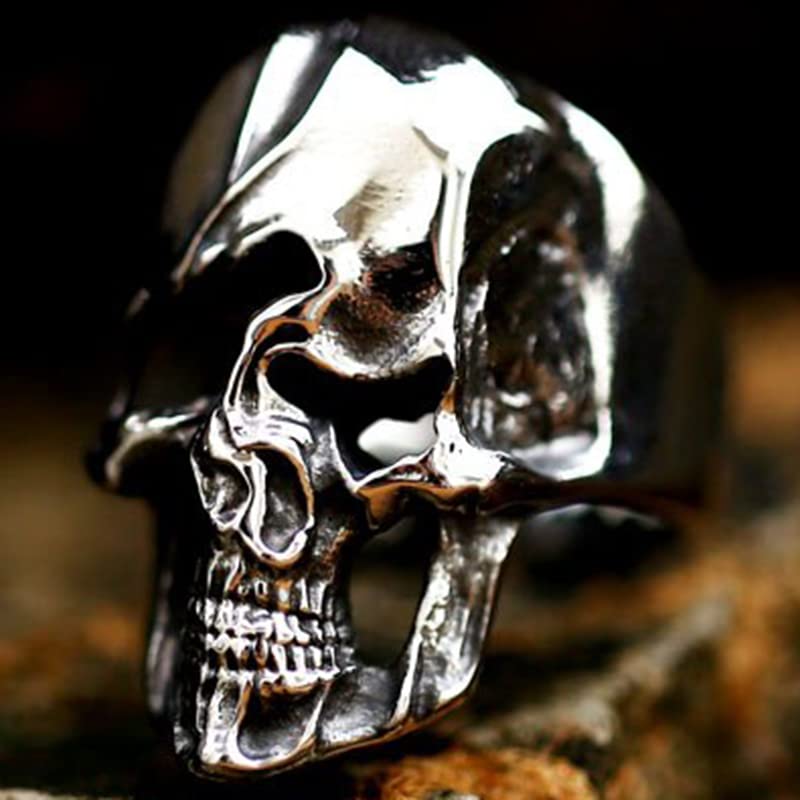 Image of Death Skull Ring for Men Stainless Steel Jewelry Biker Rings Scary Death Ring Skull for Gifts