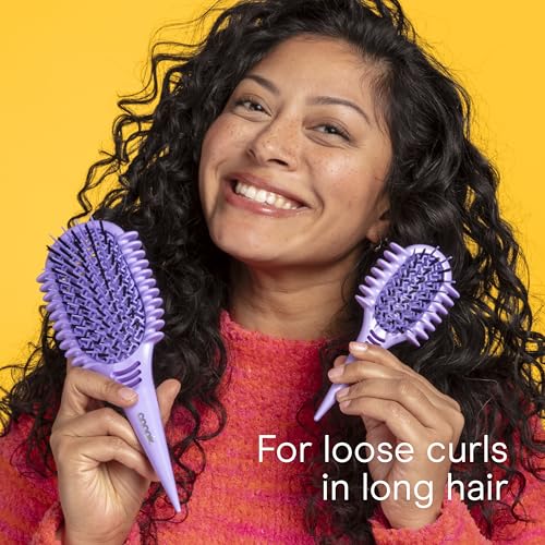 Image of Conair Curl Define Detangler Brush Set, Large & Mini, Loose Curls, Purple | 2-piece hairbrush set, large & mini, ideal curl brush for loose curls