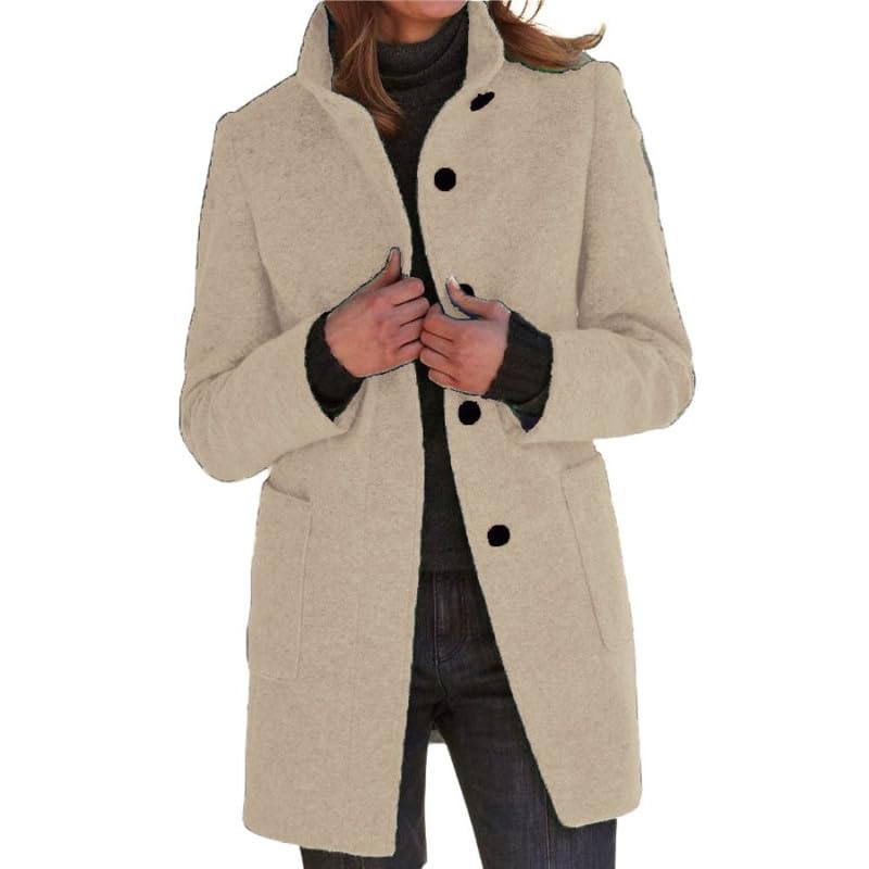 bifanxi Women's Long Wool Coat Winter Stand Collar Single Breasted Woolen Jacket for Cold Weather-picture-55