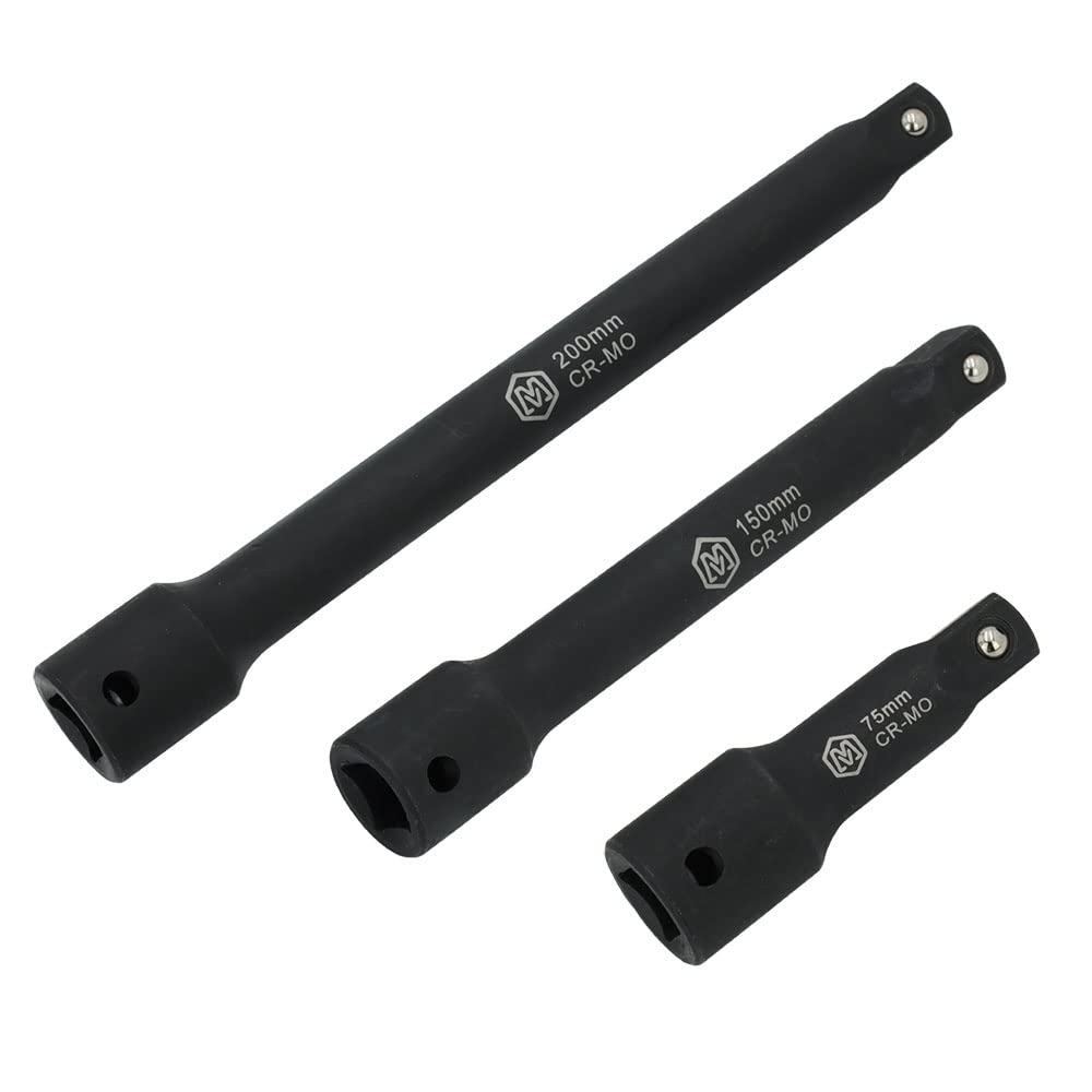 MichaelPro 1/2" Drive Impact Extension Bar Set, 3-Piece Socket Extensions - (3", 6", 8") - Heat Treated CR-V Steel, Manganese Phosphate Rust-Proof and