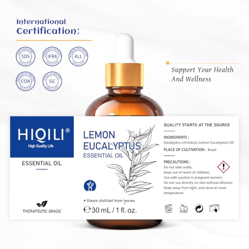 Image of HIQILI Lemon Eucalyptus Oil, for Spray, Diffuser, Indoors, Outdoors, Garden, Yard - 1.01 Fl Oz