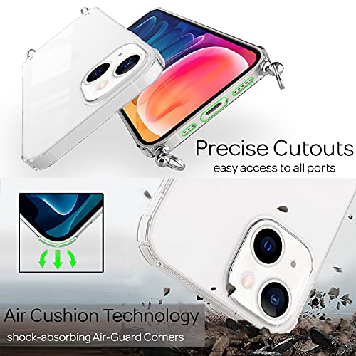 NALIA Necklace Case for iPhone 13, Transparent Hybrid Cover & Strap, HANGIT (Anti-Yellow Back & Adjustable), German Brand - Image 2