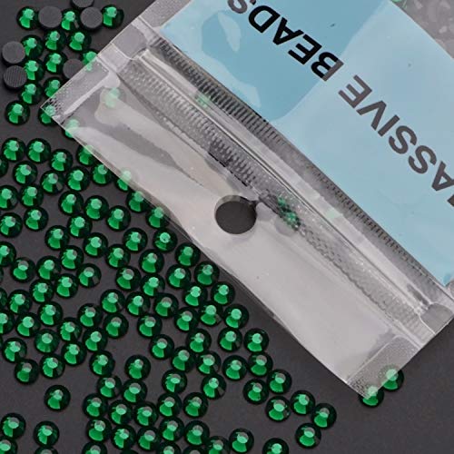 Image of 1000 Pieces Hot Fix Glass Flatback Rhinestones HotFix Round Crystal Gems (Emerald, SS20)