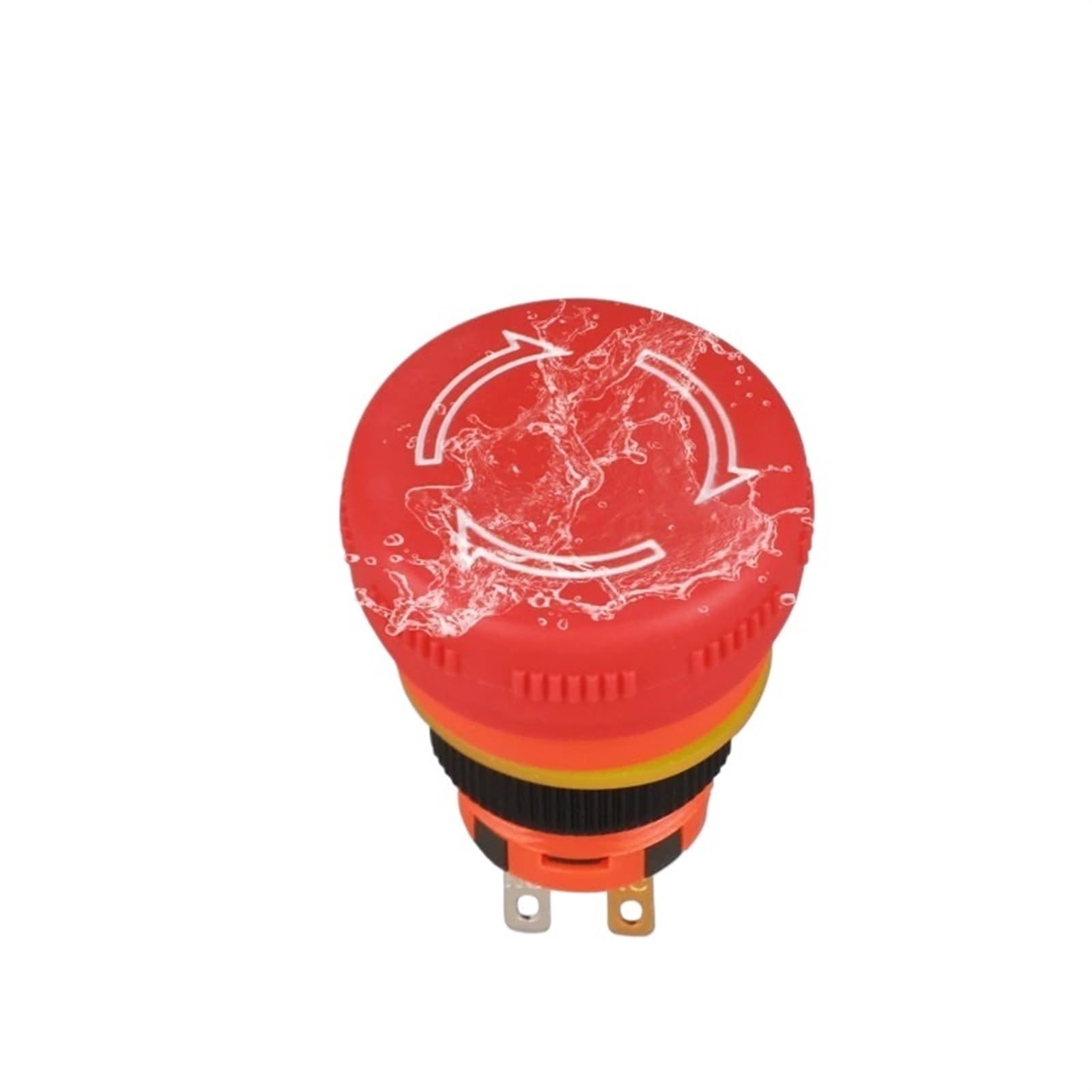 Bouton-poussoir d'arrêt d'urgence en forme de champignon, 16mm, courant 6amp, 1NO1NC, interrupteur d'arrêt à tête rouge(Shield)